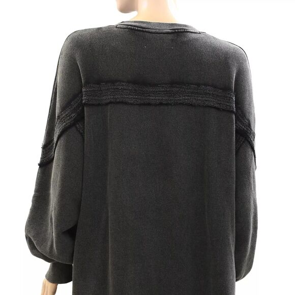 Free People Taylor Sweatshirt Tunic Top Oversized Solid Slouchy Cotton XS 277468 - Picture 7 of 9